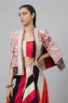 Buy_SVA by Sonam & Paras Modi_Multi Color Shimmer Crepe Structured Jacket And Draped Skirt Set  