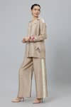 Buy_SVA by Sonam & Paras Modi_Grey Linen Woven Shirt Collar Applique Embroidered And Pant Set  _Online_at_Aza_Fashions