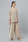 Shop_SVA by Sonam & Paras Modi_Grey Linen Woven Shirt Collar Applique Embroidered And Pant Set  _Online_at_Aza_Fashions