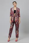 Buy_SVA by Sonam & Paras Modi_Grey Crepe Printed Jungle Lapel Collar Concrete Suit And Pant Set  _at_Aza_Fashions