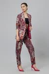 Buy_SVA by Sonam & Paras Modi_Grey Crepe Printed Jungle Lapel Collar Concrete Suit And Pant Set  _Online_at_Aza_Fashions