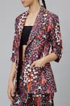 Buy_SVA by Sonam & Paras Modi_Grey Crepe Printed Jungle Lapel Collar Concrete Suit And Pant Set  