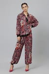 Buy_SVA by Sonam & Paras Modi_Grey Crepe Printed Jungle Shirt Concrete Bomber Jacket And Pant Set  _at_Aza_Fashions