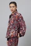 SVA by Sonam & Paras Modi_Grey Crepe Printed Jungle Shirt Concrete Bomber Jacket And Pant Set  _at_Aza_Fashions