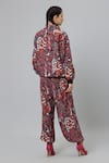 Shop_SVA by Sonam & Paras Modi_Grey Crepe Printed Jungle Shirt Concrete Bomber Jacket And Pant Set  _at_Aza_Fashions