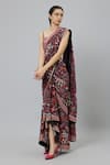 Buy_SVA by Sonam & Paras Modi_Grey Crepe Printed Jungle Square Concrete Cascase Saree With Bustier  _Online_at_Aza_Fashions