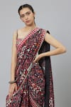 SVA by Sonam & Paras Modi_Grey Crepe Printed Jungle Square Concrete Cascase Saree With Bustier  _at_Aza_Fashions