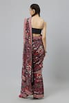 Shop_SVA by Sonam & Paras Modi_Grey Crepe Printed Jungle Square Neck Concrete Cascase Saree With Bustier_at_Aza_Fashions