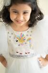 Ruchika Lath Label_White Tulle, Brocade Sequins Unicorn Embellished Yoke Dress _Online