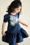 Ruchika Lath Label_Blue Embroidery Navy Floral Dress _Online