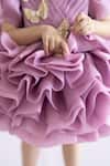 Buy_Ruchika Lath Label_Purple Organza, Crepe Beads Layered Ruffle Flare Dress 