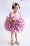 Buy_Ruchika Lath Label_Purple Organza, Crepe Beads Layered Ruffle Flare Dress _Online