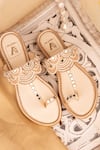 Shop_House of Vian_Gold Zardozi Jashn Embellished Flats _at_Aza_Fashions