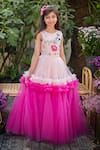 Shop_Pa:Paa_Pink Organza Hand Embroidered Floral Bodice Dress  _at_Aza_Fashions