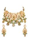 Shop_ChhavI'S Jewels_Gold Plated Stones, Beads Kundan Teardrop Choker Set_at_Aza_Fashions