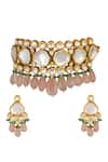 Shop_ChhavI'S Jewels_Gold Plated Stones, Beads Kundan Choker Set _at_Aza_Fashions