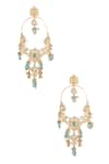 Shop ChhavI'S Jewels Gold Plated Stones, Beads, Zari Kundan Floral Drop Chandeliers at Aza Fashions Shop_ChhavI'S Jewels_Gold Plated Stones, Beads, Zari Kundan Floral Drop Chandeliers _at_Aza_Fashions