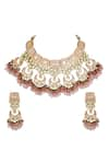 Shop_Chhavi's Jewels_Gold Plated Kundan Choker Set _at_Aza_Fashions