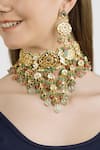 Buy_ChhavI'S Jewels_Gold Plated Stones, Beads, Zari Kundan Choker Set _at_Aza_Fashions