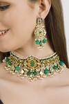 Buy_ChhavI'S Jewels_Gold Plated Stones, Beads Kundan Choker Set _at_Aza_Fashions