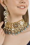 Buy_ChhavI'S Jewels_Gold Plated Beads, Stones Kundan Choker Set _at_Aza_Fashions