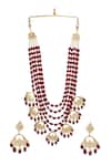 Shop_ChhavI'S Jewels_Gold Plated Beads, Stones Kundan Layered Necklace Set _at_Aza_Fashions