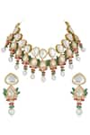 Shop_Chhavi's Jewels_Gold Plated Kundan Choker Set _at_Aza_Fashions