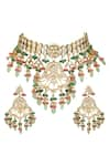 Shop_Chhavi's Jewels_Gold Plated Kundan Choker Set _at_Aza_Fashions