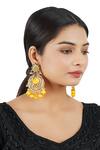 Buy_ChhavI'S Jewels_Gold Plated Bows, Beads Kundan Stone Chandbali Earrings_at_Aza_Fashions