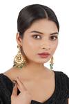 Buy_ChhavI'S Jewels_Gold Plated Cut Work, Beads Kundan Stone Chandbali Earrings _at_Aza_Fashions