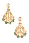 Shop ChhavI'S Jewels Gold Plated Cut Work, Beads Kundan Stone Chandbali Earrings at Aza Fashions Shop_ChhavI'S Jewels_Gold Plated Cut Work, Beads Kundan Stone Chandbali Earrings _at_Aza_Fashions