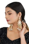 Buy_Chhavi's Jewels_Gold Plated Kundan Floral And Leaf Carved Dangler Earrings _at_Aza_Fashions