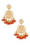 Shop_ChhavI'S Jewels_Gold Plated Piping, Beads, Diamonds Drop Chandbali Earrings _at_Aza_Fashions