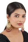 Buy_ChhavI'S Jewels_Gold Plated Gota Patti, Beads Drop Carved Chandbali Earrings _at_Aza_Fashions