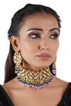 Buy_ChhavI'S Jewels_Gold Plated Pearls, Beads Kundan Choker Set _at_Aza_Fashions