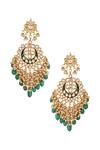 Shop_Chhavi's Jewels_Gold Plated Kundan Chandbalis _at_Aza_Fashions