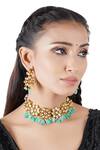 Buy_ChhavI'S Jewels_Gold Plated Pearls, Beads, Zari Floral Kundan Choker Set _at_Aza_Fashions