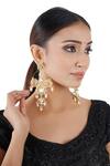 Buy_ChhavI'S Jewels_Orange Pearls, Beads, Zari Kundan Drop Chandeliers _at_Aza_Fashions