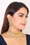 Buy_ChhavI'S Jewels_Gold Plated Stones, Beads Kundan Choker Set _at_Aza_Fashions