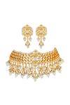 Shop_ChhavI'S Jewels_Gold Plated Stones, Beads Kundan Choker Set _at_Aza_Fashions