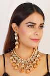 Buy_ChhavI'S Jewels_Gold Plated Stones, Beads Kundan Jhumka Drop Choker Set_at_Aza_Fashions