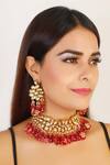 Buy_ChhavI'S Jewels_Gold Plated Stones, Beads Kundan Drop Choker Set _at_Aza_Fashions
