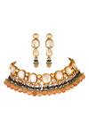 Shop_ChhavI'S Jewels_Gold Plated Stones, Beads Kundan Choker Set _at_Aza_Fashions