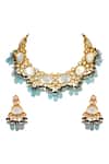 Shop_ChhavI'S Jewels_Gold Plated Stones, Beads Kundan Choker Set _at_Aza_Fashions