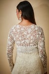 Shop Premya By Manishii White Georgette, Tulle Cut Work, Sequins, Hand Embroidered Jacket And Sharara Set at Aza Fashions Shop_Premya By Manishii_White Georgette, Tulle Cut Work, Sequins, Hand Embroidered Jacket And Sharara Set _at_Aza_Fashions