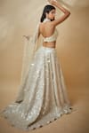 Premya By Manishii_White Tulle Hand Embroidered Sequins Halter Blouse Lehenga Set _at_Aza_Fashions