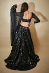 Shop Premya By Manishii Black Georgette, Tulle Sequins, Cut Work Sweetheart Hand Embroidered Lehenga Set at Aza Fashions Shop_Premya By Manishii_Black Georgette, Tulle Sequins, Cut Work Sweetheart Hand Embroidered Lehenga Set _at_Aza_Fashions