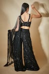 Shop_Premya By Manishii_Black Tulle Beads Square Neck Hand Embroidered Corset Top Trouser Set _at_Aza_Fashions