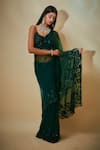 Buy Premya By Manishii Green Tulle, Crepe Sequins Boat Neck Border Embroidered Saree With Blouse at Aza Fashions Buy_Premya By Manishii_Green Tulle, Crepe Sequins Boat Neck Border Embroidered Saree With Blouse _at_Aza_Fashions