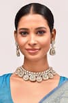 Buy_Zevar By Geeta_Gold Plated Stones, Diamonds Floral Kundan Embellished Necklace Set _at_Aza_Fashions